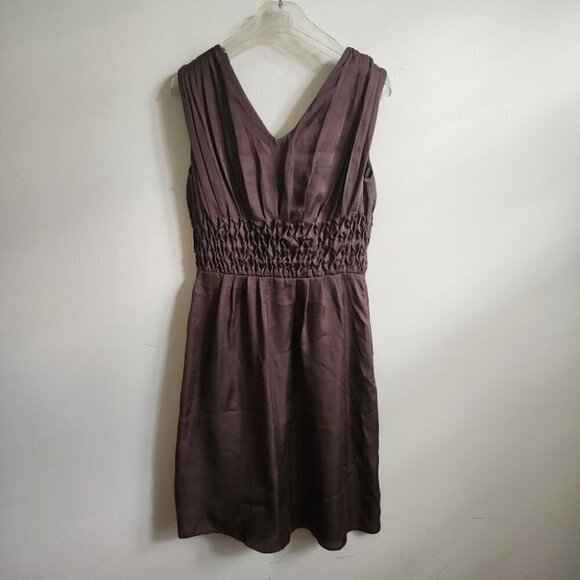 CALYPSO ST. BARTH | Silk dress v-neck smocked brown sz S - Picture 6 of 6